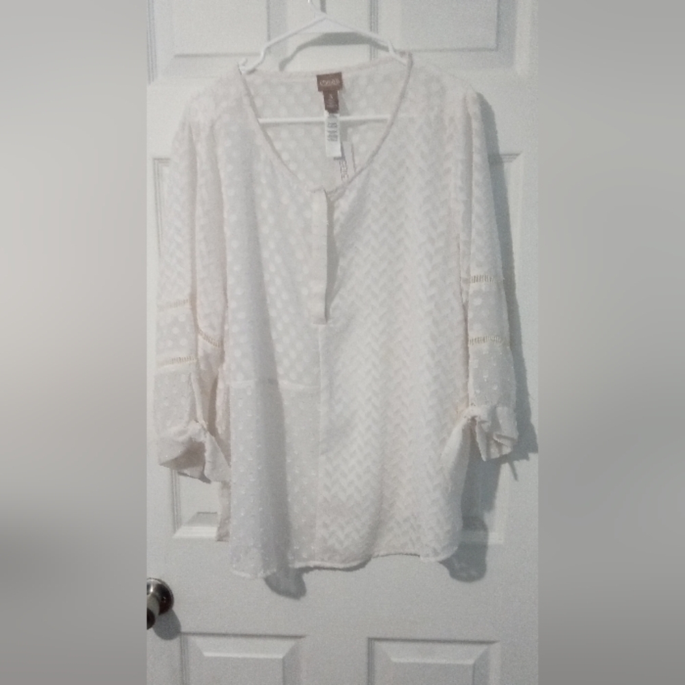 Chico's White 3/4 Sleeve Boxy Blouse